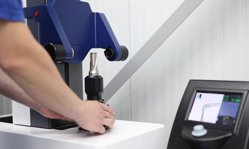 machine tool in metal factory equipped with automatic drilling cnc machines