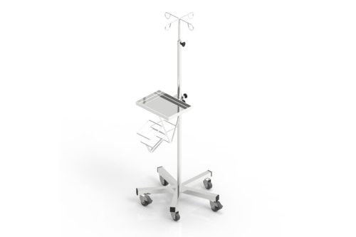 Mobile Infusion Stand with Sharp Box Holder and Tray
